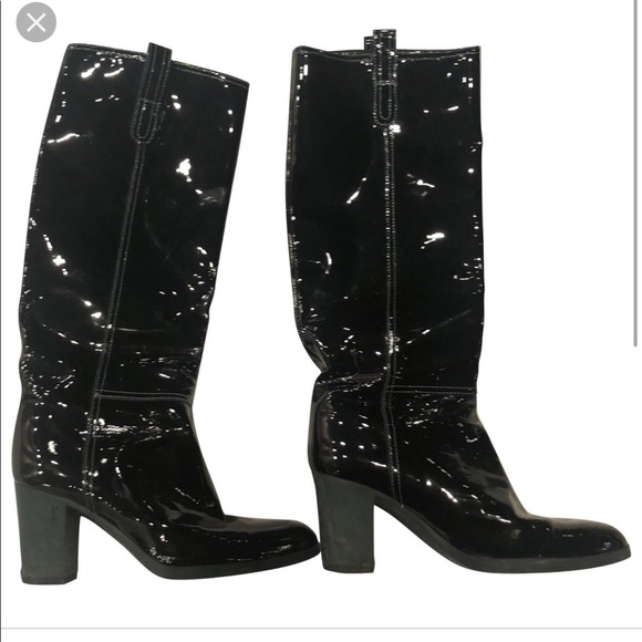 ysl patent leather boots